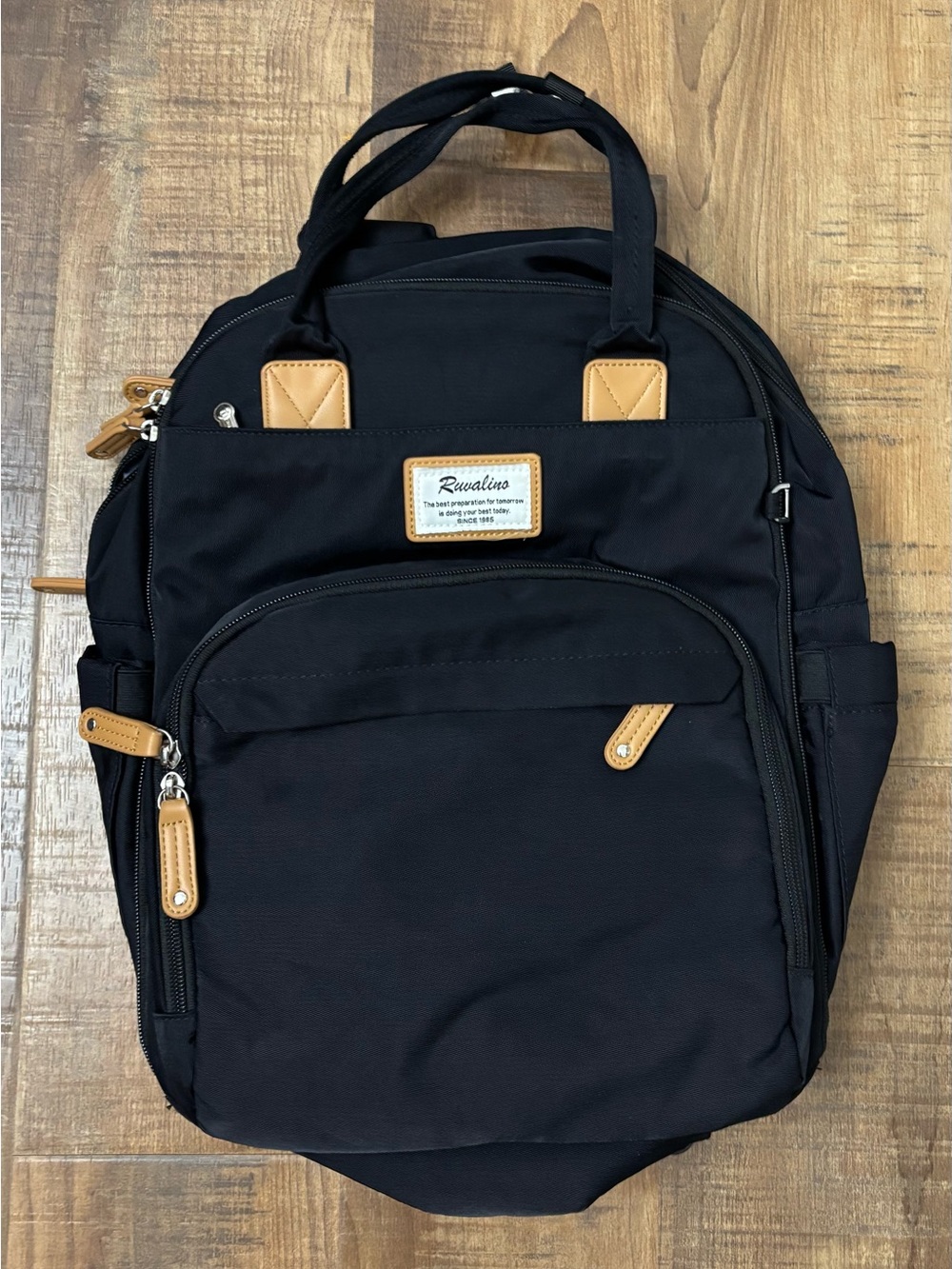 Ruvalino YW168-B Black Backpack Diaper Bag multifunction waterproof classic